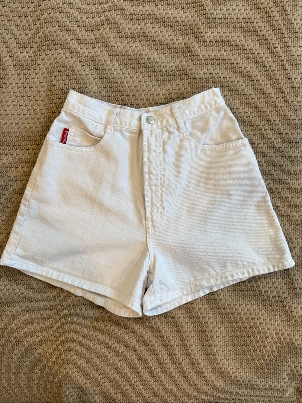 BONGO White High-Waist Denim Shorts
